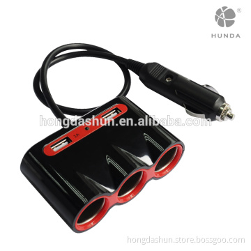 smart desktop 3-Socket Car Cigarette Lighter Holder Power Adapter with 3.1A Dual USB Car Charger